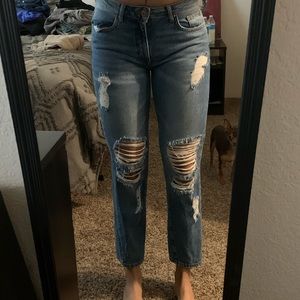 Distressed “mom” jeans